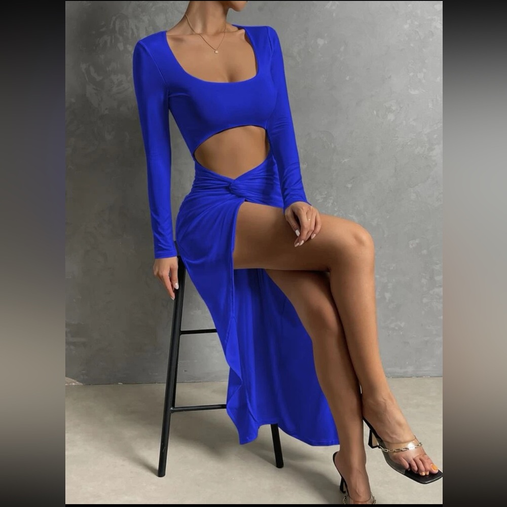 SHEIN cut out twist split dress